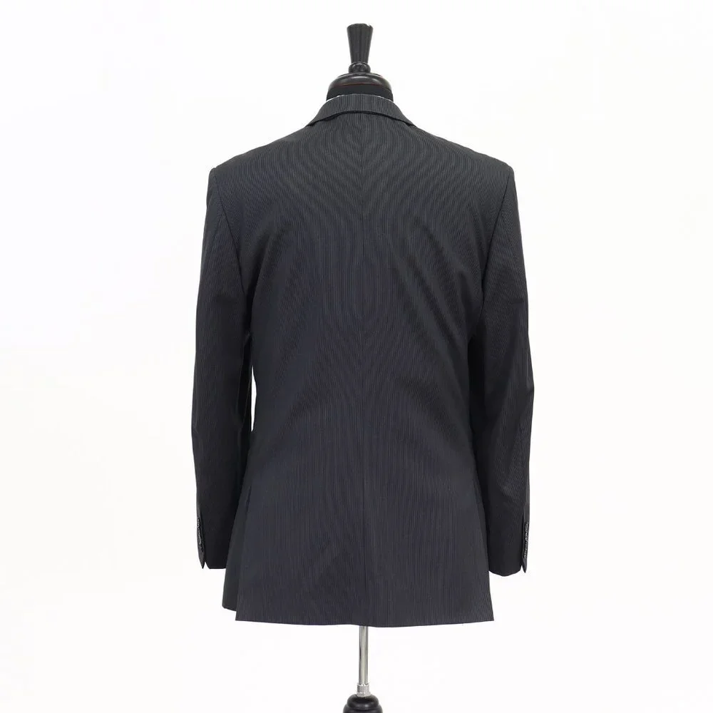 Kenneth Cole 41R Gray Striped 2-Button Sport Coat Blazer Jacket G076